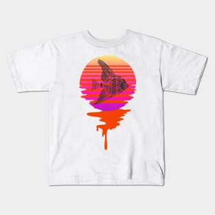 Retro Angel Fish On A 80's Sun Background Kids T-Shirt